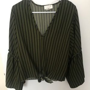Bell Sleeve Tie Blouse